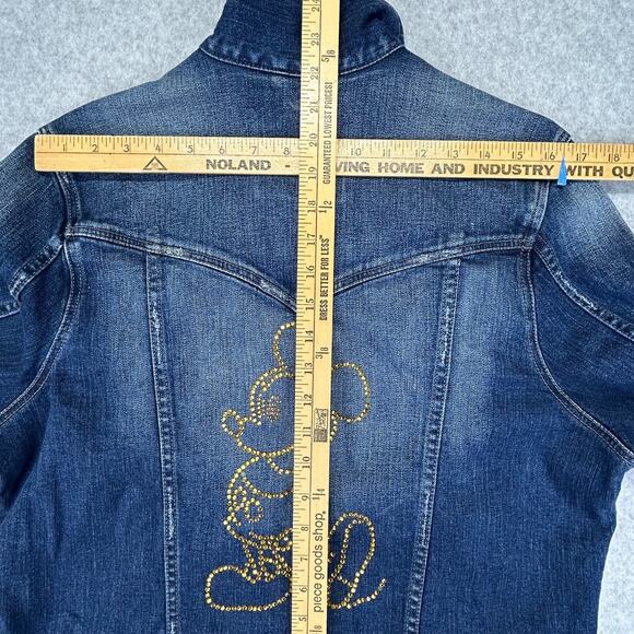 Disney World Denim Jacket Womens Large 50th Anniv Rhinestone Mickey Mouse Back - Picture 15 of 16